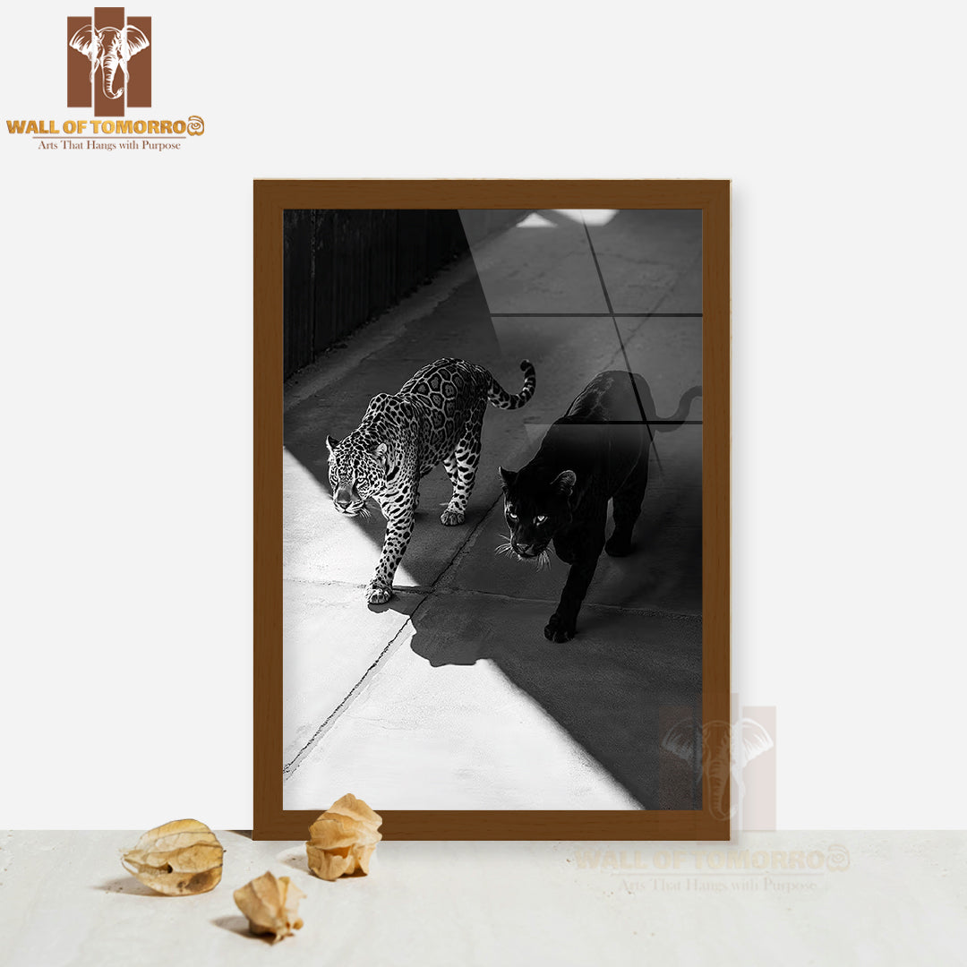 Black Panther and Leopard High Quality Glass Frame Wall Décor
