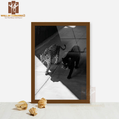 Black Panther and Leopard High Quality Glass Frame Wall Décor
