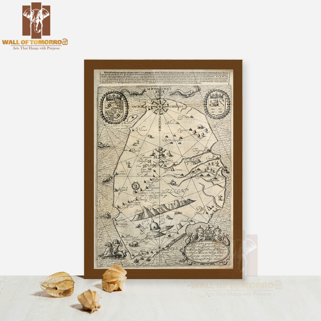 Map of Ceylon in Historiael Journael High Quality Glass Frame Wall Décors in Sri Lanka