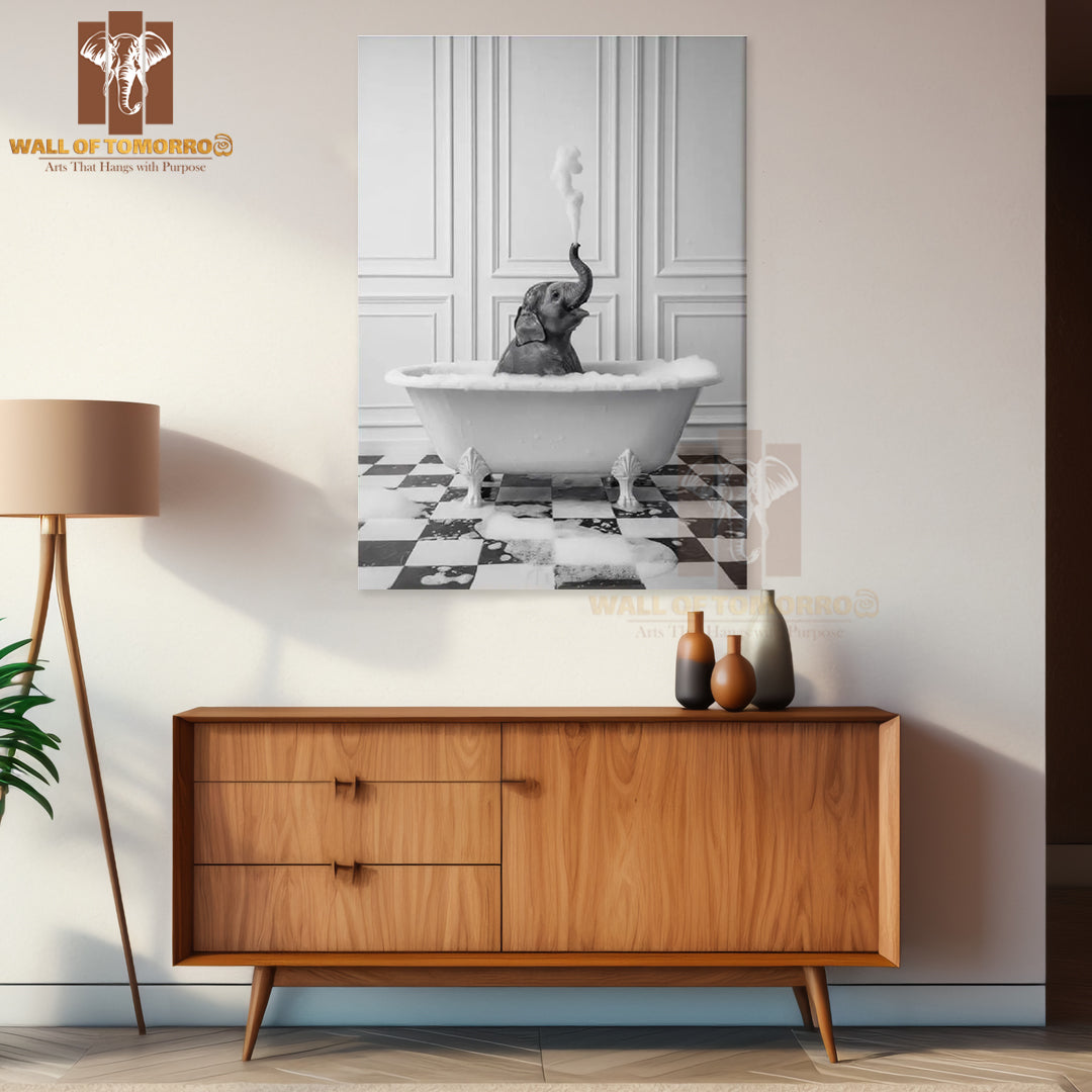 Black and White Scene of a Baby Elephant Animals High Quality Unframed Poster Print & Laminated Poster Print Wall Décor in Sri Lanka