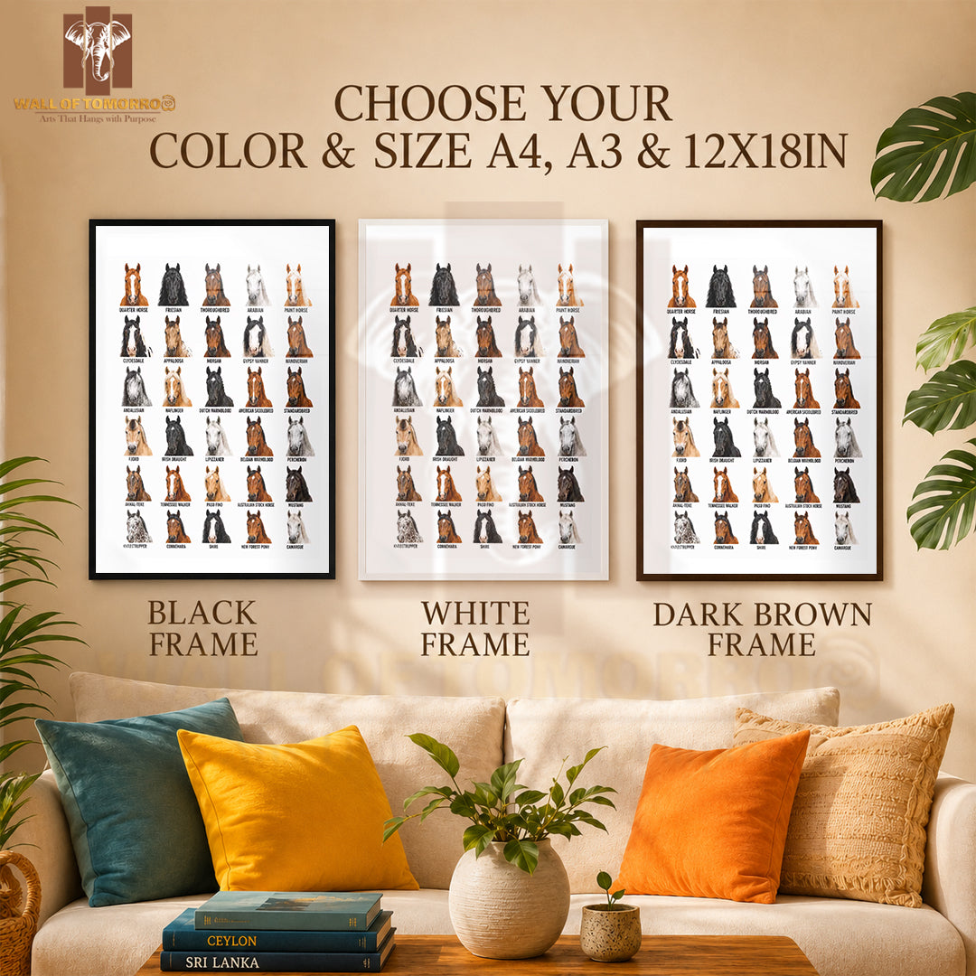 Farmhouse Horses Animals High Quality Glass Frame Wall Décor in Sri Lanka