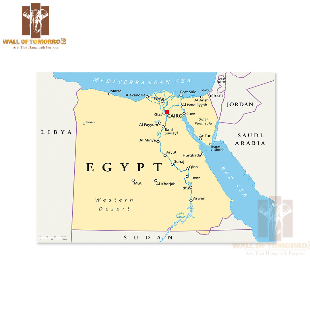 Map Of Egypt Educational High Quality Unframed Poster Print & Waterproof Poster Print Wall Décor