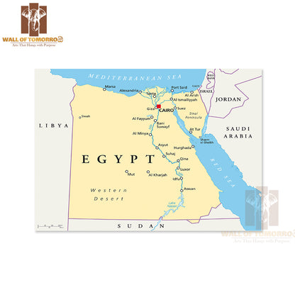 Map Of Egypt Educational High Quality Unframed Poster Print & Waterproof Poster Print Wall Décor
