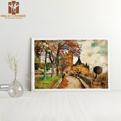 Fairy Alcazar Castle, Segovia, Spain, Picture in Painting High Quality Unframed Poster Print & Waterproof Poster Print Wall Décor