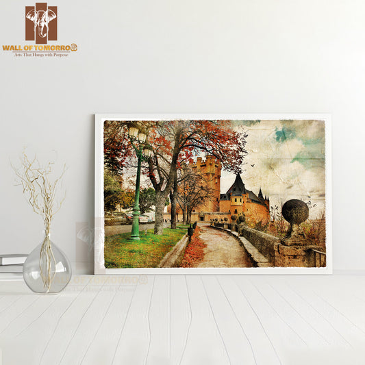 Fairy Alcazar Castle, Segovia, Spain, Picture in Painting High Quality Unframed Poster Print & Waterproof Poster Print Wall Décor