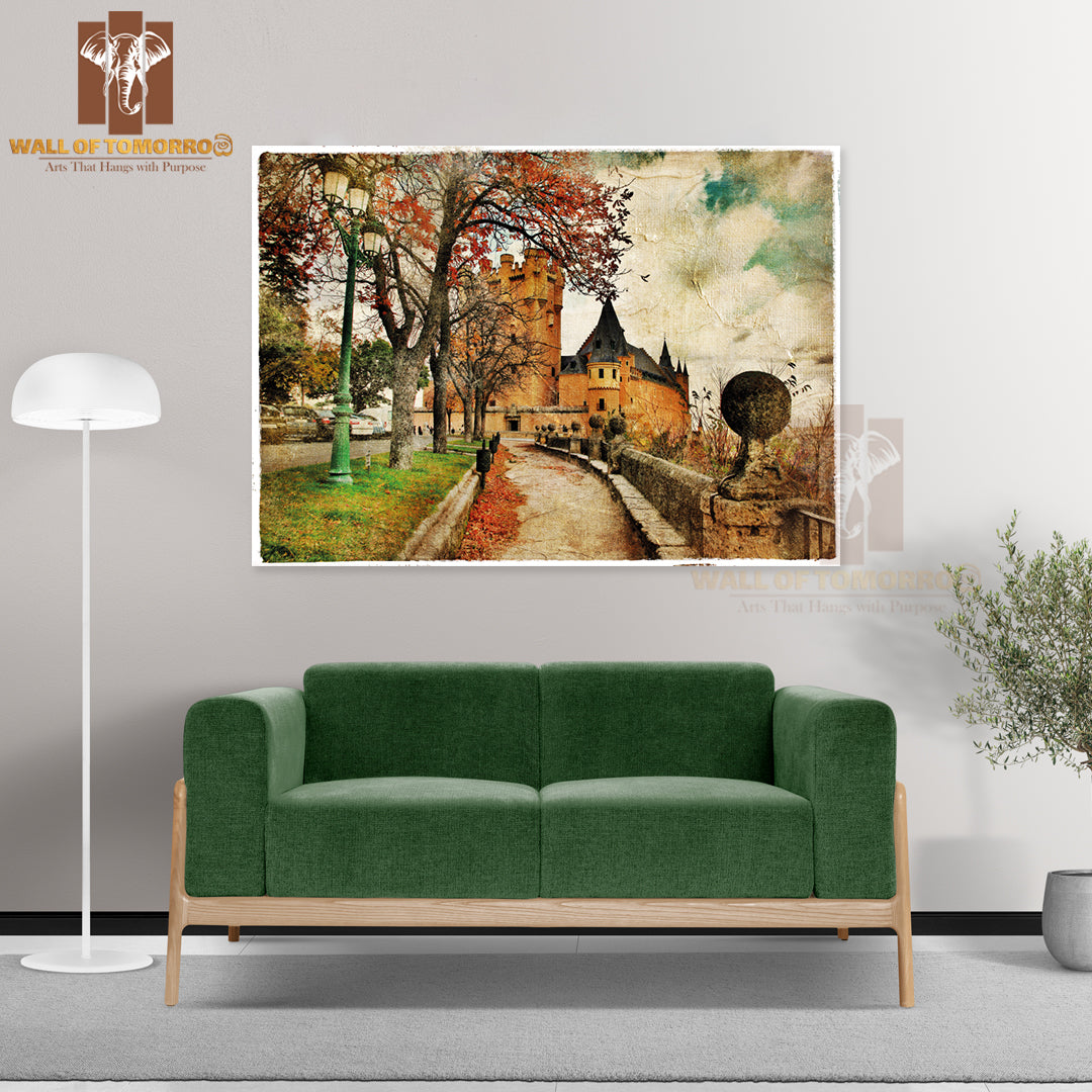 Fairy Alcazar Castle, Segovia, Spain, Picture in Painting High Quality Unframed Poster Print & Waterproof Poster Print Wall Décor