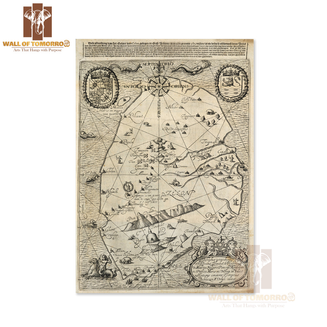Map of Ceylon in Historiael Journael High Quality Unframed Poster Print & Waterproof Poster Print Wall Décor in Sri Lanka
