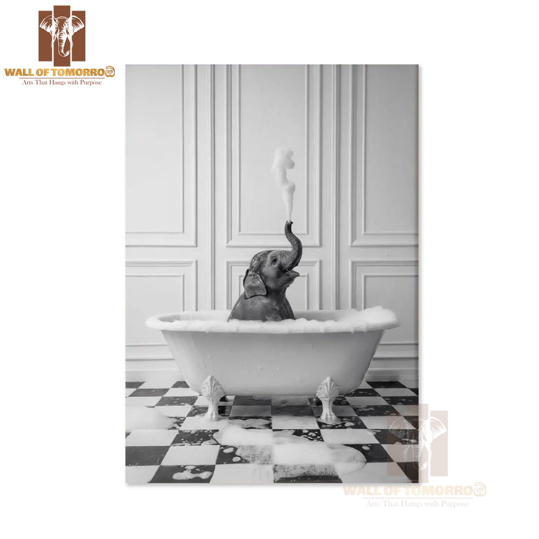 Black and White Scene of a Baby Elephant Animals High Quality Unframed Poster Print & Laminated Poster Print Wall Décor in Sri Lanka