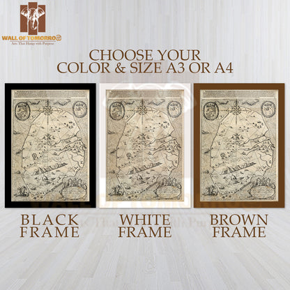 Map of Ceylon in Historiael Journael High Quality Glass Frame Wall Décors in Sri Lanka