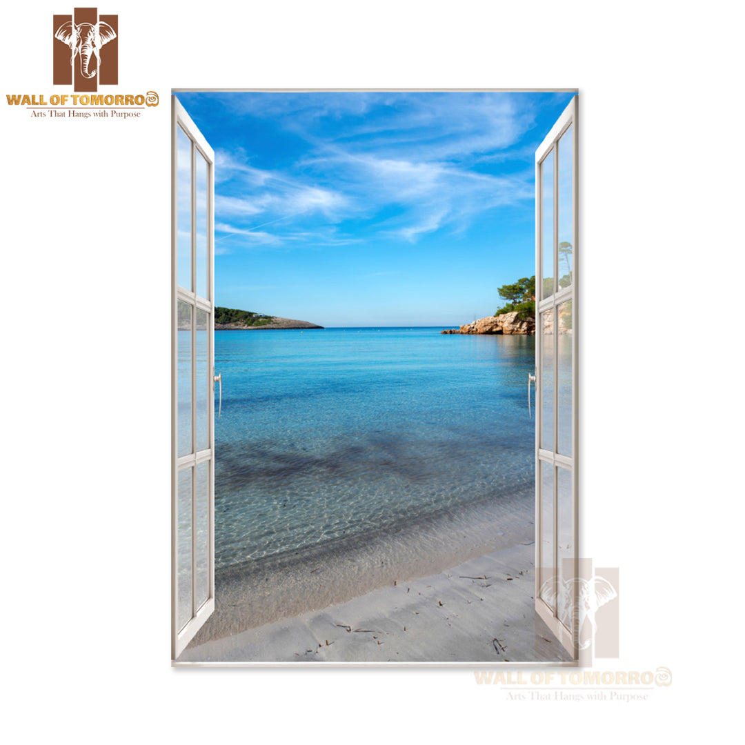 Window Open to A Beach with A View High Quality Unframed Poster Print & Waterproof Poster Print Wall Décor