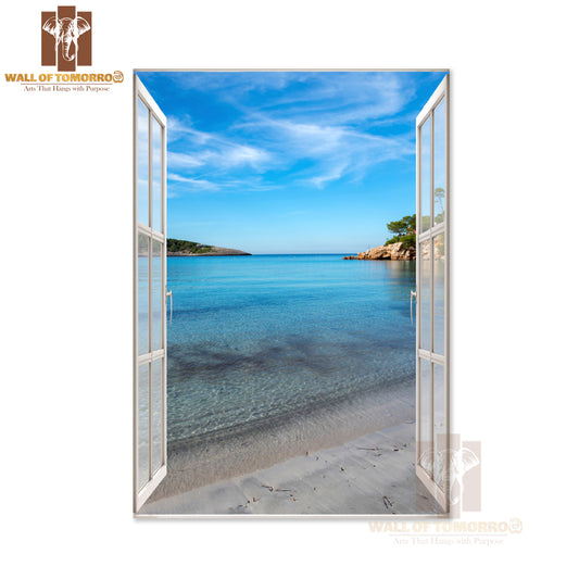 Window Open to A Beach with A View High Quality Unframed Poster Print & Waterproof Poster Print Wall Décor