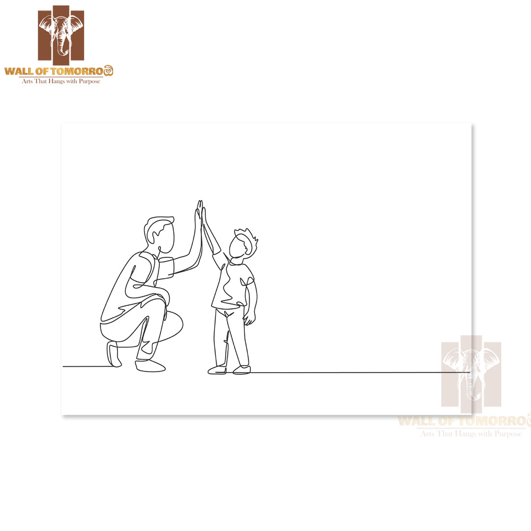 Young Dad Giving High Five Gesture to Son High Quality Unframed Poster Print & Waterproof Poster Print Wall Décor