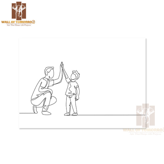 Young Dad Giving High Five Gesture to Son High Quality Unframed Poster Print & Waterproof Poster Print Wall Décor