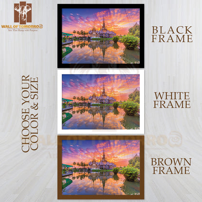 Landmark Wat Thai, Sunset in Temple at Wat None Kum in Nakhon Ratchasima Province Thailand High Quality Unframed Poster Print & Waterproof Poster Print Wall Décor