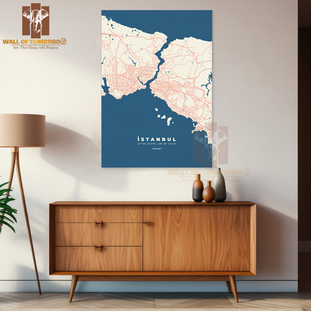Istanbul City Map Road Educational High Quality Unframed Poster Print & Waterproof Poster Print Wall Décor