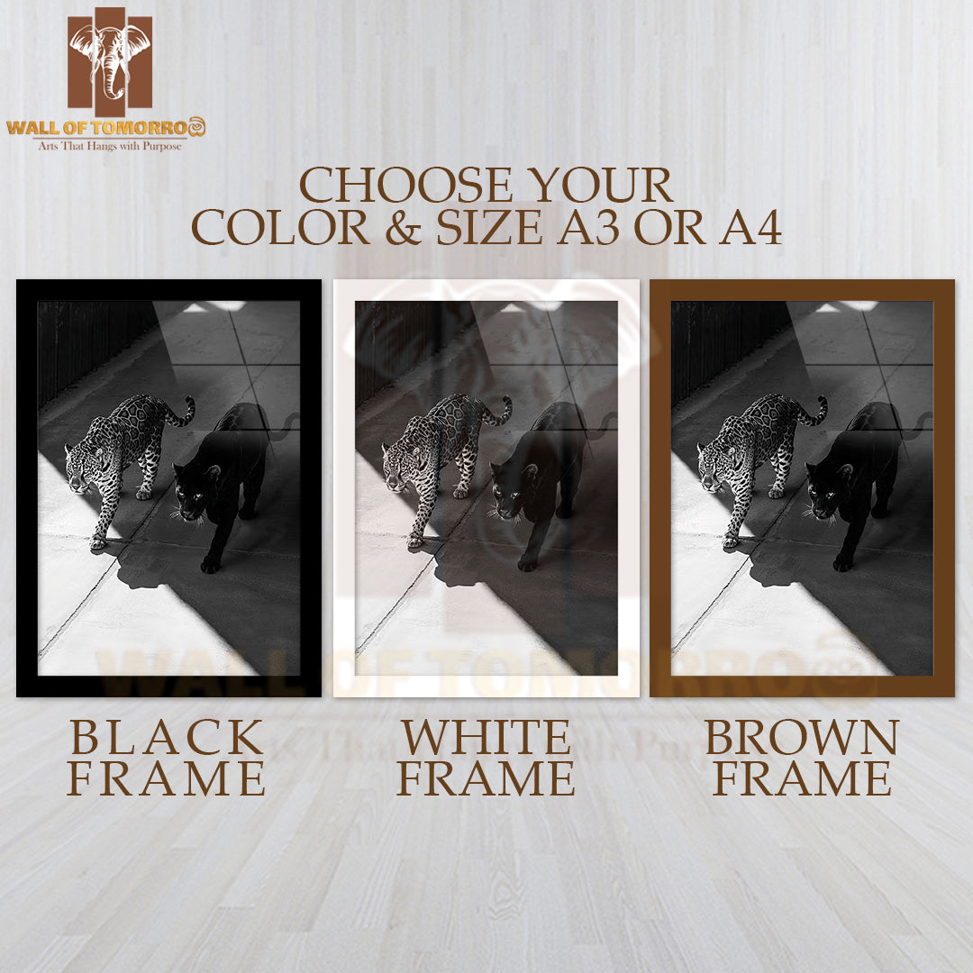 Black Panther and Leopard High Quality Glass Frame Wall Décor