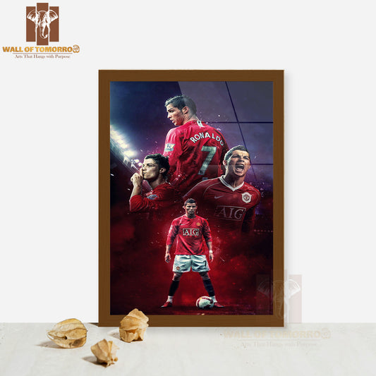 Famous Soccer Player Moments in Vibrant Colors Sports High Quality Glass Frame Wall Décor