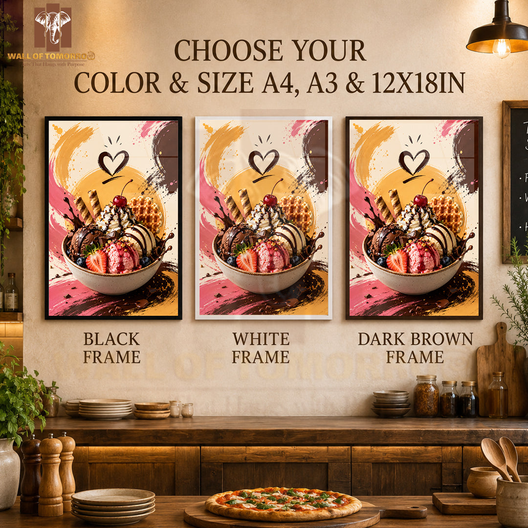 Ice cream dessert Kitchen & Restaurant High Quality Glass Frame Wall Décors in Sri Lanka