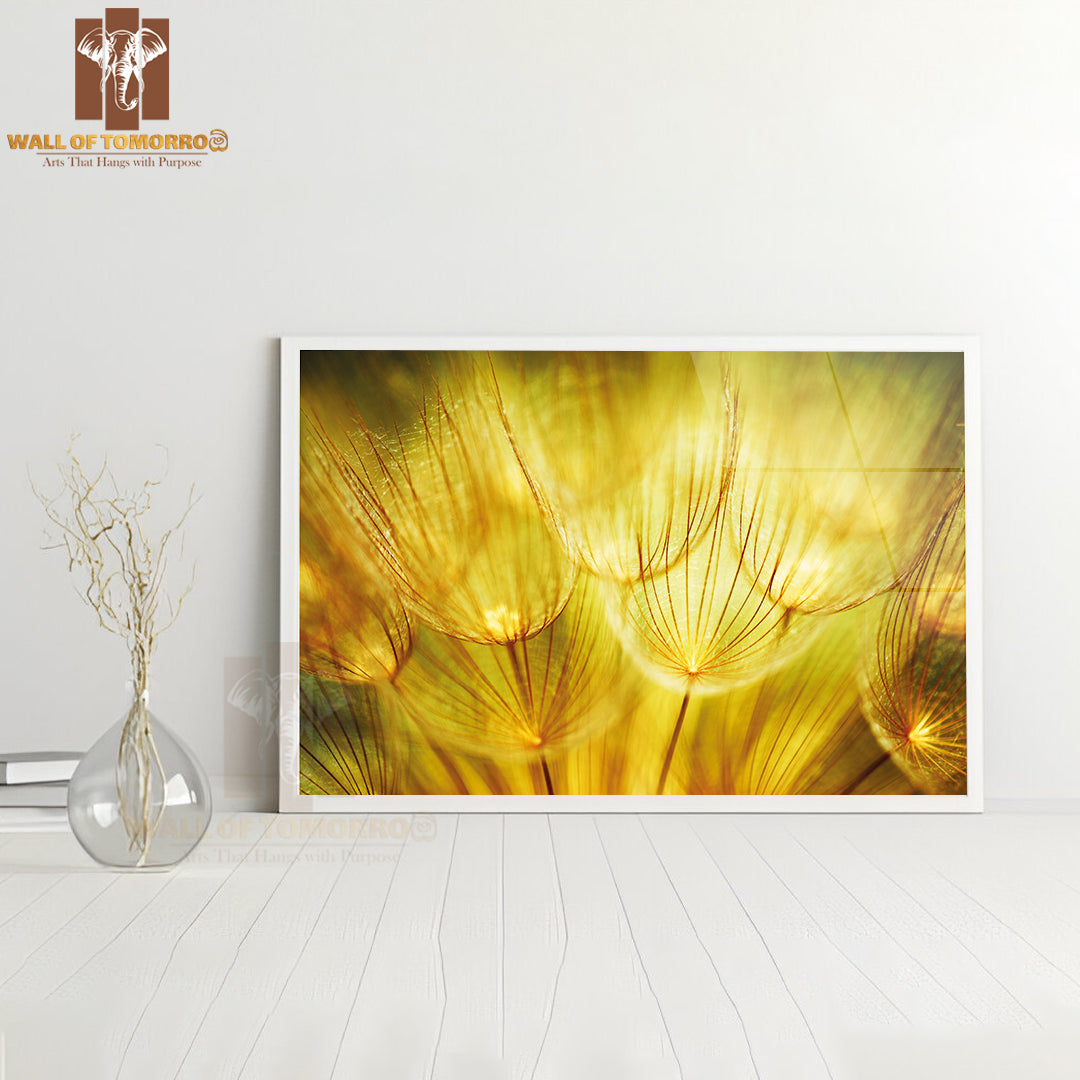 Soft Dandelions Flower, Extreme Closeup, Abstract Spring Nature High Quality Unframed Poster Print & Waterproof Poster Print Wall Décor