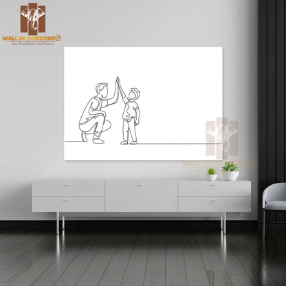 Young Dad Giving High Five Gesture to Son High Quality Unframed Poster Print & Waterproof Poster Print Wall Décor