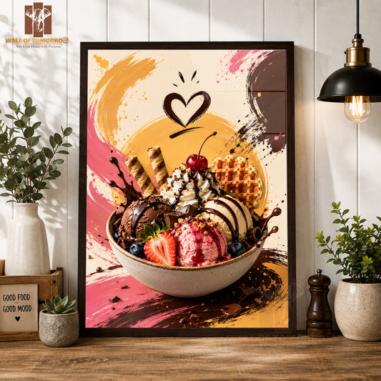 Ice cream dessert Kitchen & Restaurant High Quality Glass Frame Wall Décors in Sri Lanka