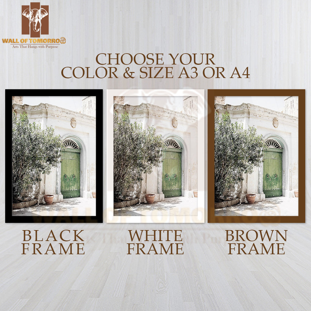 Green Door in Malta High Quality Glass Frame Wall Décor