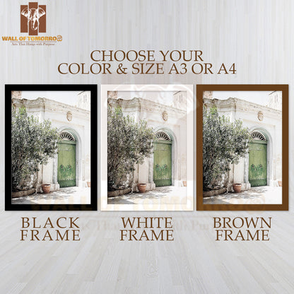 Green Door in Malta High Quality Glass Frame Wall Décor