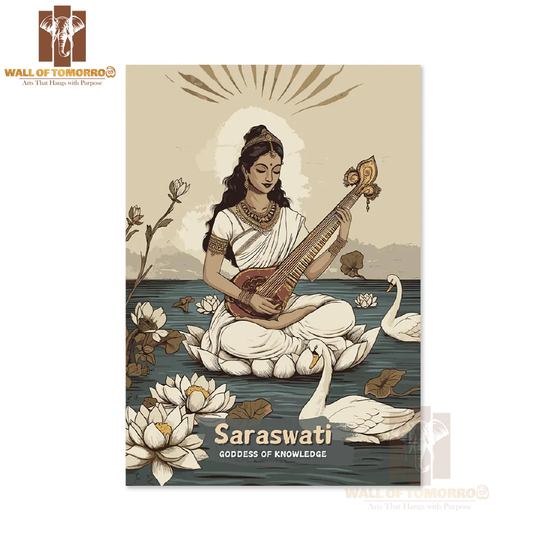 Saraswati Goddess Religious High Quality Unframed Poster Print & Waterproof Poster Print Wall Décor in Sri Lanka