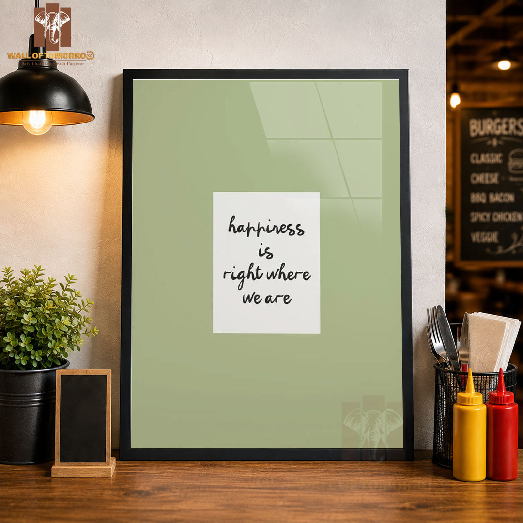 Hapiness is Right Where We Are Kitchen & Restaurant High Quality Glass Frame Wall Décors in Sri Lanka