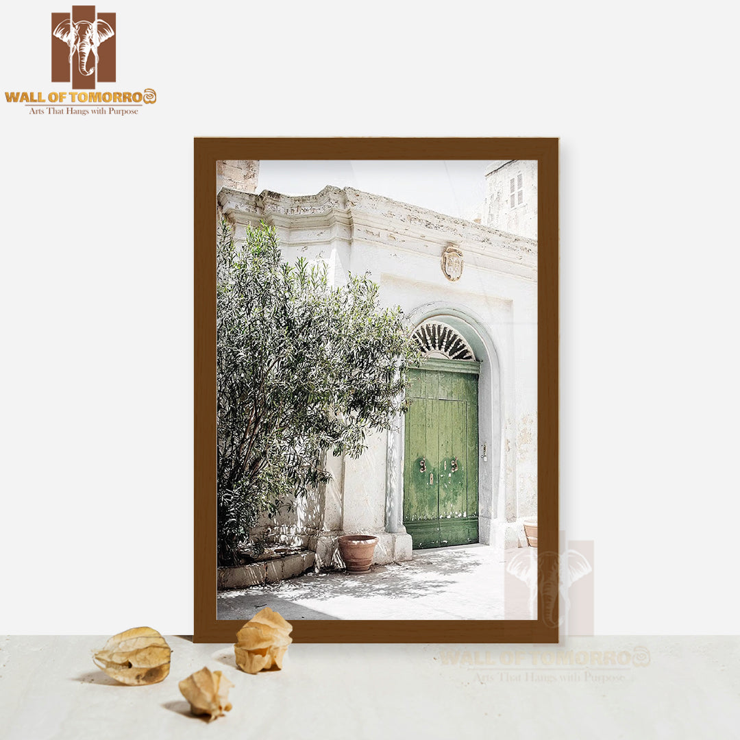 Green Door in Malta High Quality Glass Frame Wall Décor