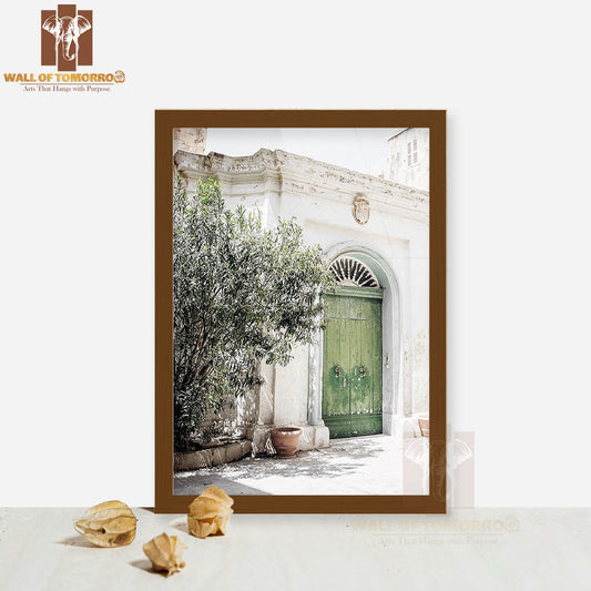 Green Door in Malta High Quality Glass Frame Wall Décor