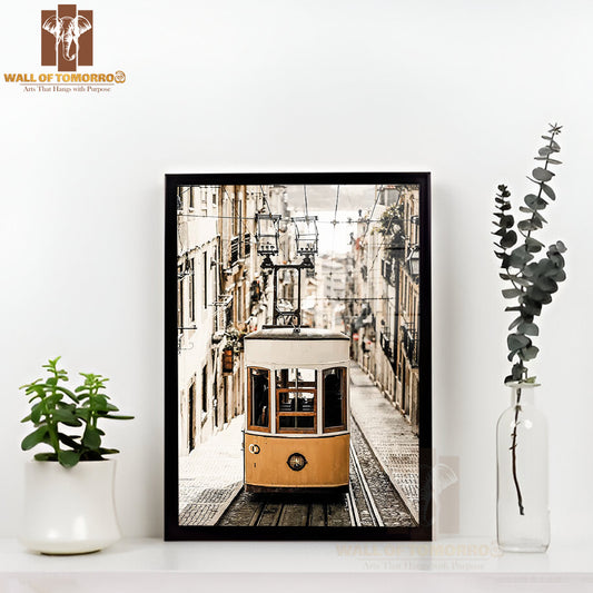 Lisbon Journey Tram High Quality Glass Frame Wall Décor