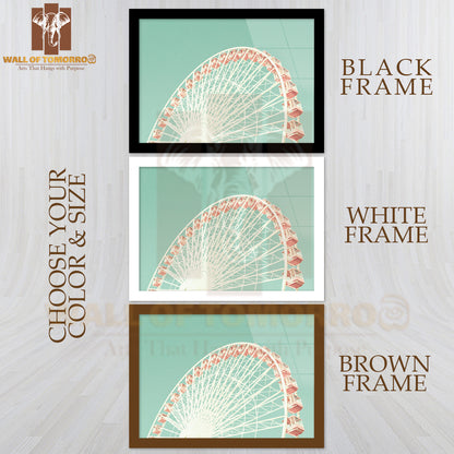 Coral Ferris Wheel on Mint Sky High Quality Unframed Poster Print & Waterproof Poster Print Wall Décor