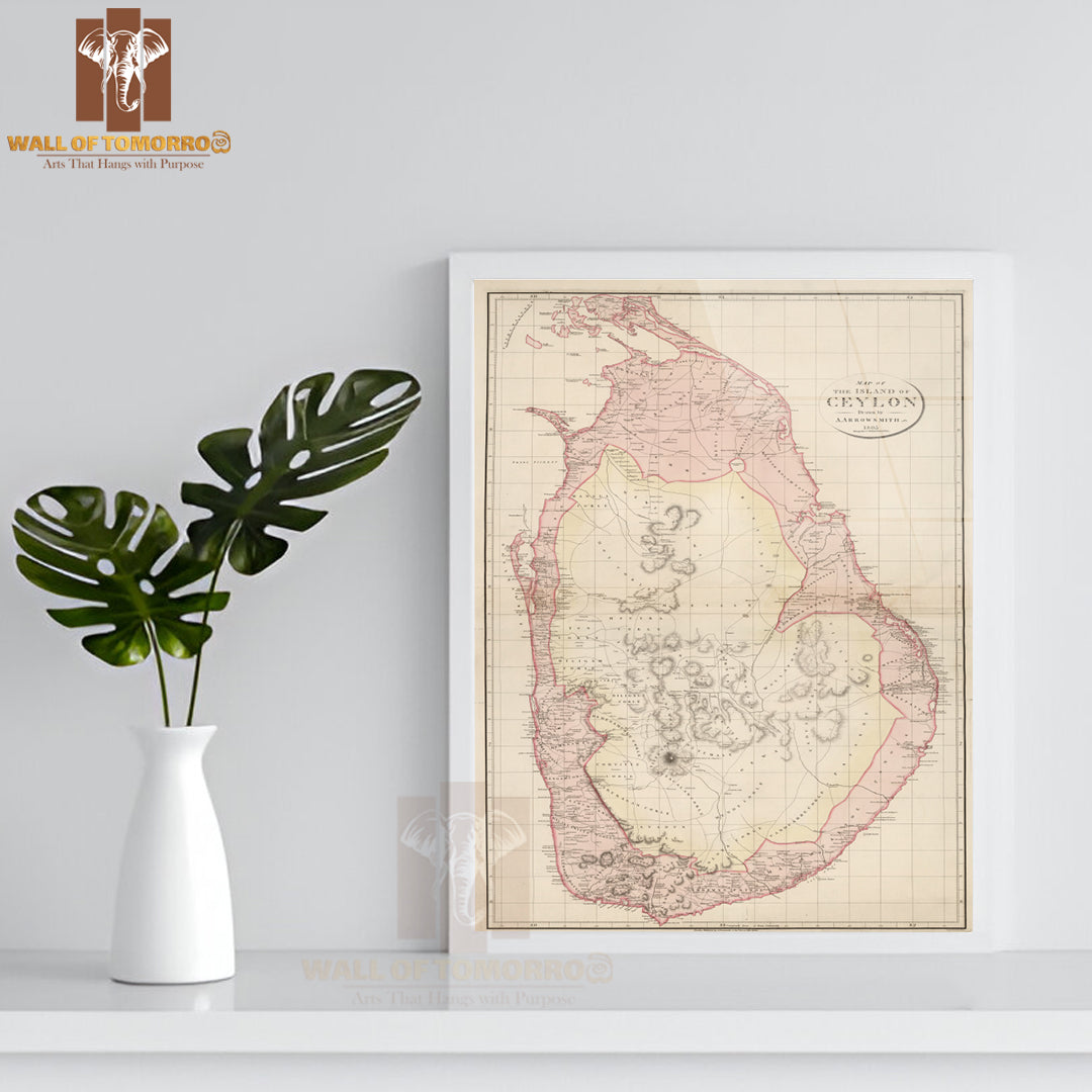 Map of The Island of Ceylon 1805 High Quality Glass Frame Wall Décors in Sri Lanka