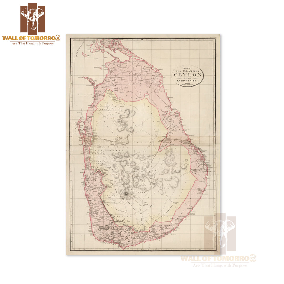 Map of The Island of Ceylon 1805 High Quality Unframed Poster Print & Waterproof Poster Print Wall Décor in Sri Lanka