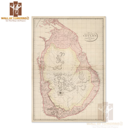 Map of The Island of Ceylon 1805 High Quality Unframed Poster Print & Waterproof Poster Print Wall Décor in Sri Lanka