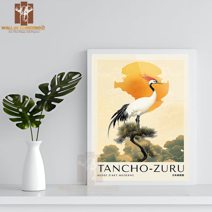 Tancho-Zuru Japandi Art High Quality Glass Frame Wall Décor