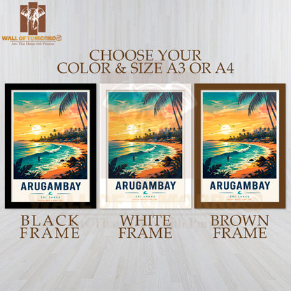 The Perfect Wave and Soak in Arugambay Sunsets Travel High Quality Glass Frame Wall Décor