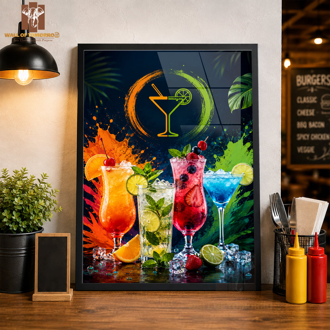 Cocktails & mocktails Kitchen & Restaurant High Quality Glass Frame Wall Décors in Sri Lanka