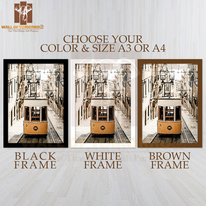 Lisbon Journey Tram High Quality Glass Frame Wall Décor