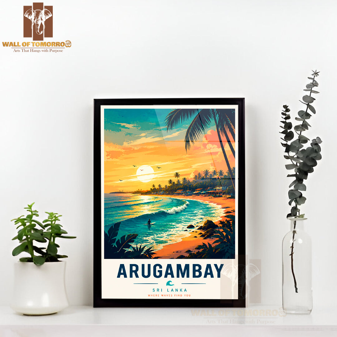 The Perfect Wave and Soak in Arugambay Sunsets Travel High Quality Glass Frame Wall Décor