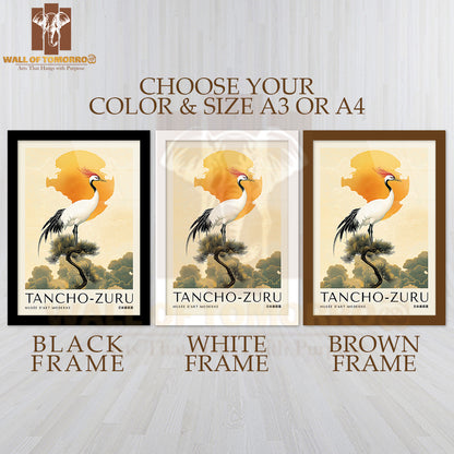 Tancho-Zuru Japandi Art High Quality Glass Frame Wall Décor