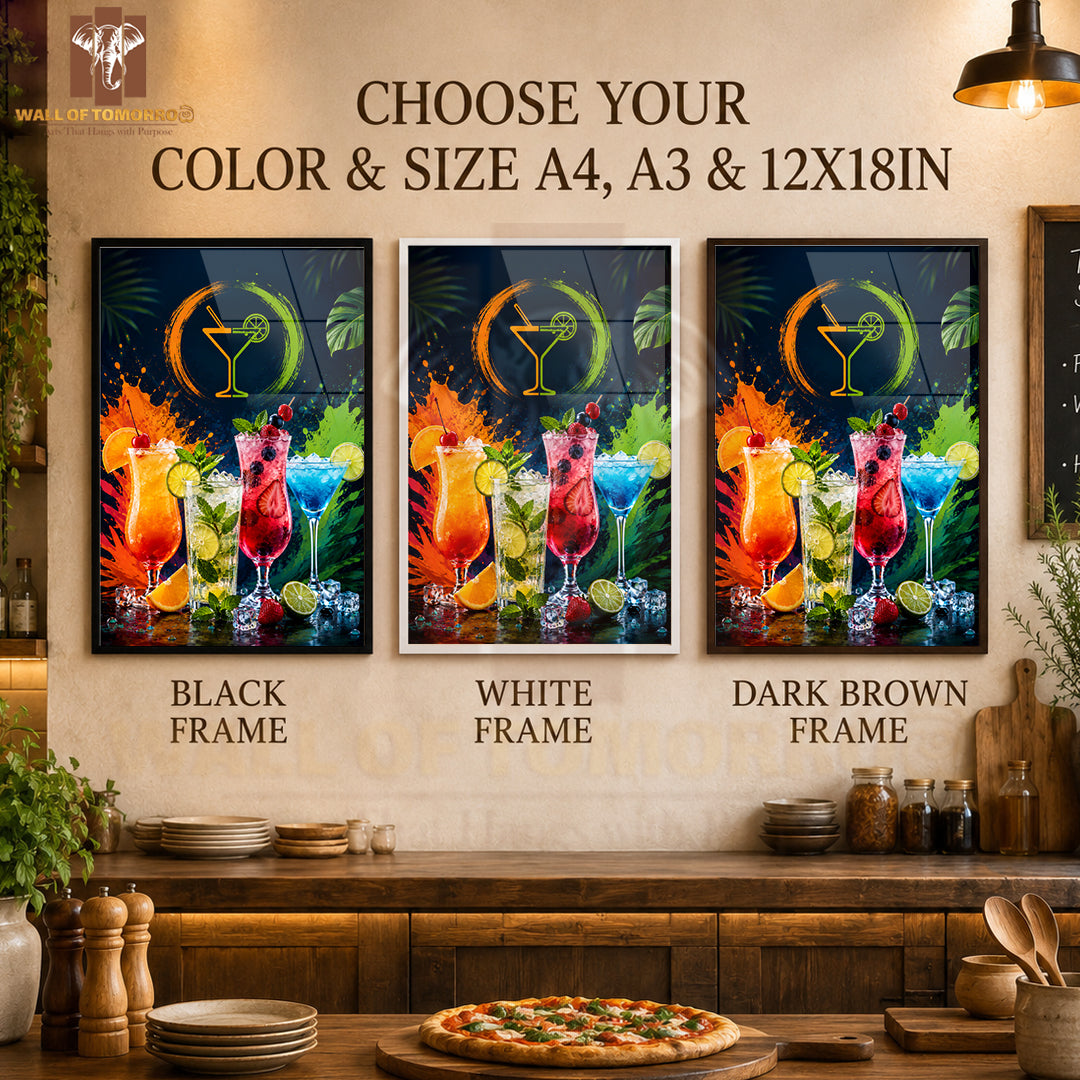 Cocktails & mocktails Kitchen & Restaurant High Quality Glass Frame Wall Décors in Sri Lanka