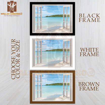 Beach View Through Window High Quality Unframed Poster Print & Waterproof Poster Print Wall Décor