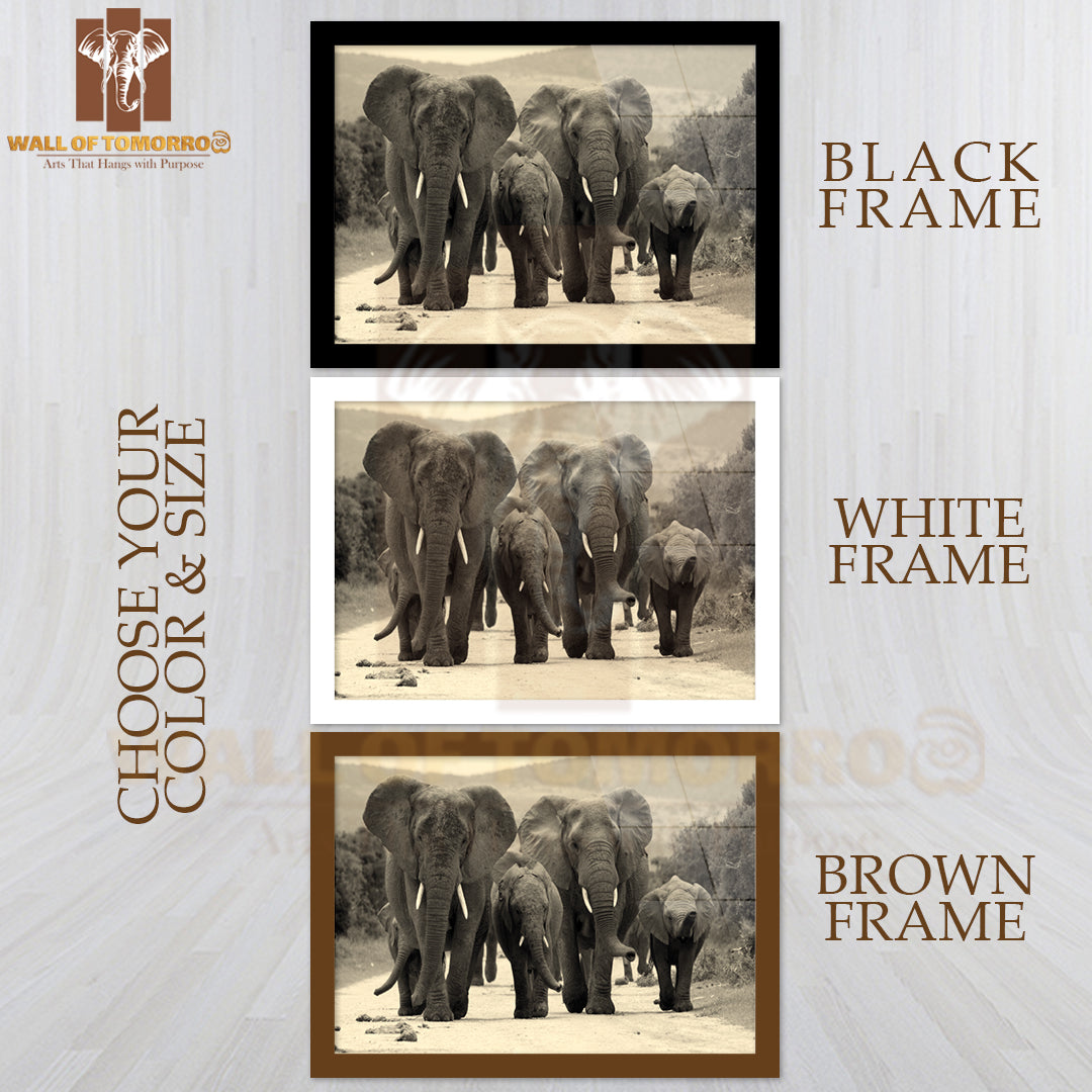 Group Of Elephants Walking in The Wild High Quality Unframed Poster Print & Waterproof Poster Print Wall Décor