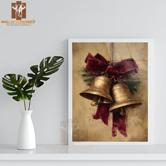 Vintage Christmas Bell High Quality Glass Frame Wall Décor