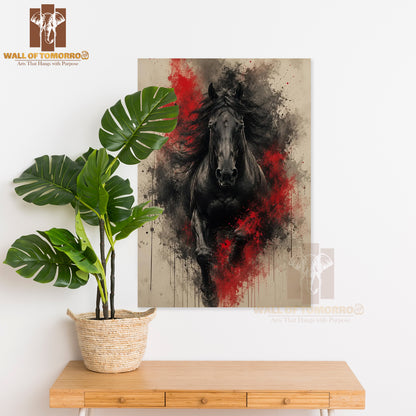 Black & Red Painting Horse Animals High Quality Unframed Poster Print & Laminated Poster Print Wall Décor in Sri Lanka