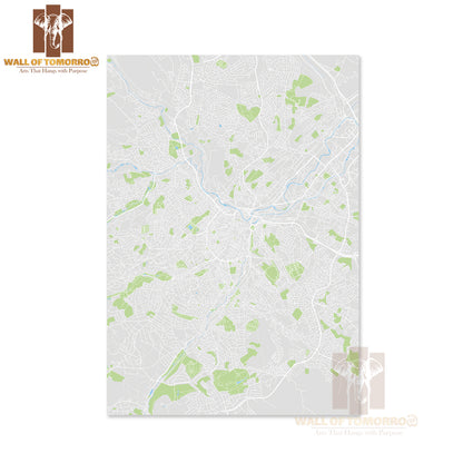 Sheffield City, Color Detailed Map Educational High Quality Unframed Poster Print & Waterproof Poster Print Wall Décor