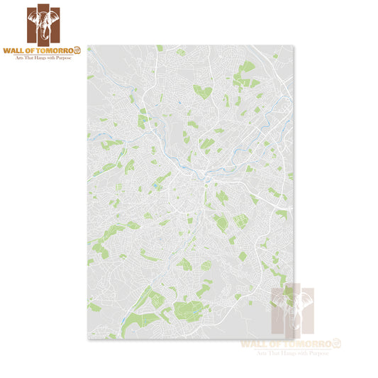 Sheffield City, Color Detailed Map Educational High Quality Unframed Poster Print & Waterproof Poster Print Wall Décor