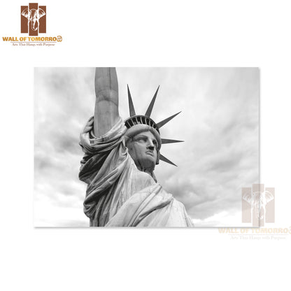 The Statue of Liberty Is Shown in B&W High Quality Unframed Poster Print & Waterproof Poster Print Wall Décor